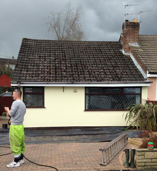 Roof cleaning.